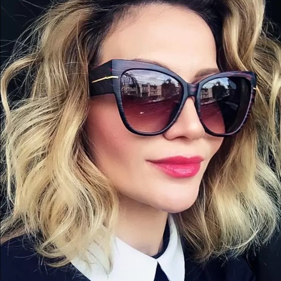 Retro Cat Eye Anoushka Large Sunglasses Burgundy