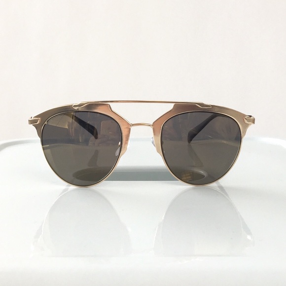 Gold Mirrored Double Bridge Sunglasses - Picture 3 of 4