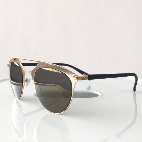 Gold Mirrored Double Bridge Sunglasses - Picture 2 of 4