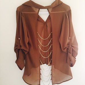 Open Back Sexy Blouse