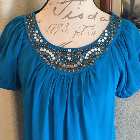 NWOT Karen Kane Turquoise Top - Picture 2 of 2