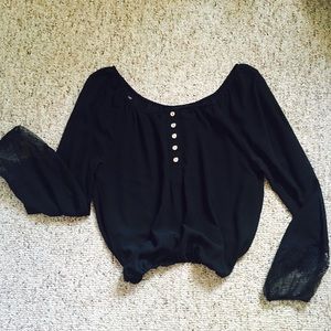 Black Crop Top Blouse