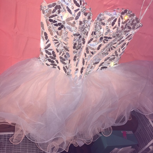 Sherri Hill Short Light Pink Mirror Prom Dress - Picture 1 of 7