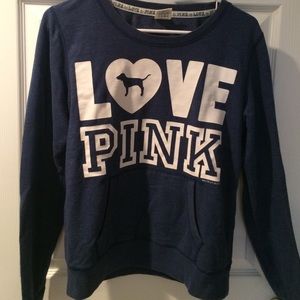 Blue Victoria's Secret Pink crew neck sweatshirt