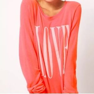 Wildfox "LOVE" Coral Jumper Sweatshirt Sz S