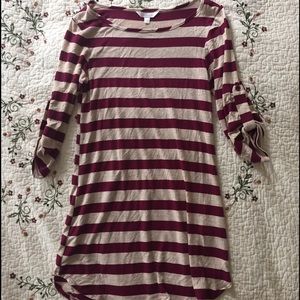 Charming Charlie's maroon and cream dress