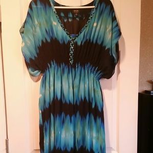 Blue and black maxi dress