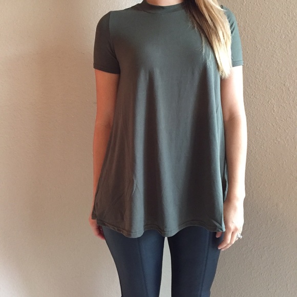 Olive Mock Neck Tunic - Picture 2 of 4