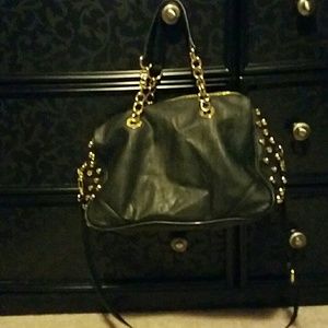 Black Betsey Johnson Bag w/ Heart Studs