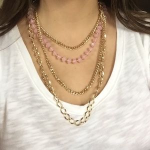 Pink and Gold Statement Necklace