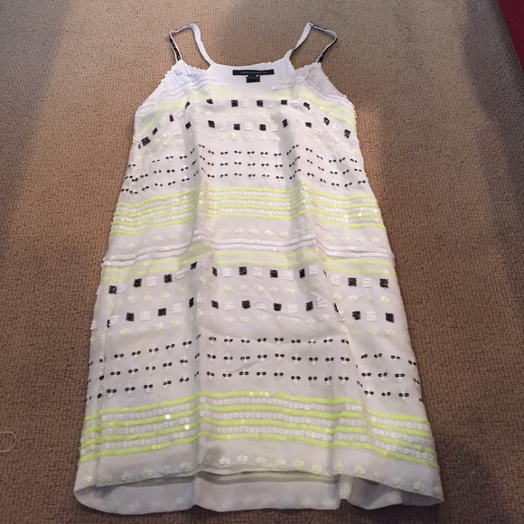 French Connection White Sequin Dress