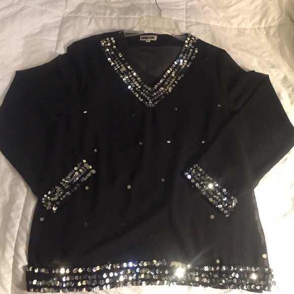 Black see-through blouse with under tank shirt