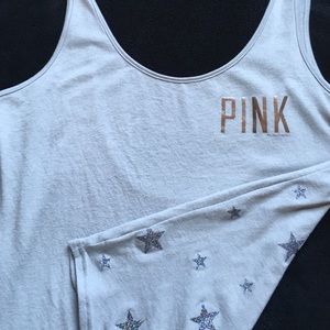 GRAY Victoria'SSecret Pink Open Back Glitter Tank.