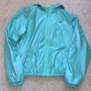 Green teal rain jacket