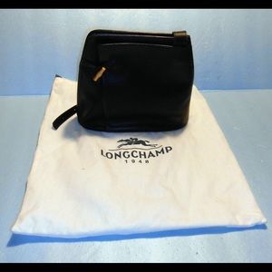 Longchamp black leather shoulder handbag