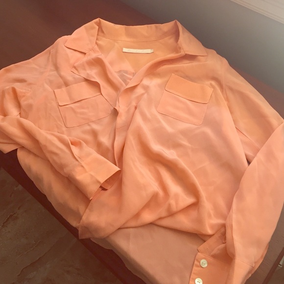 Coral silk dressy blouse