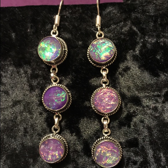 🍭Colorful silver earrings 💜