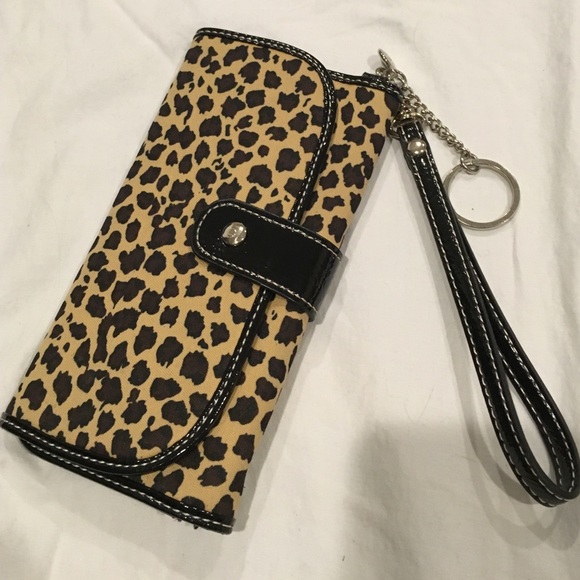 Liz Claiborne leopard wristlet