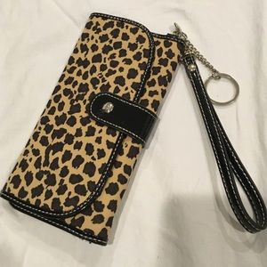 Liz Claiborne leopard wristlet