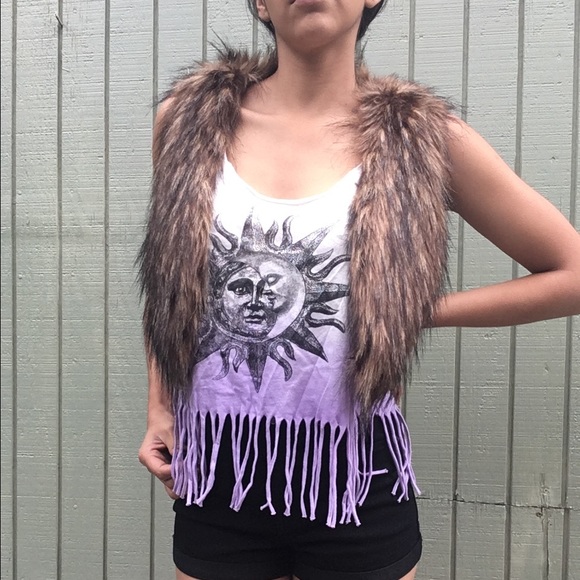 Faux fur mini vest