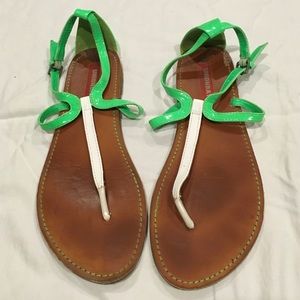 Green and white sandals