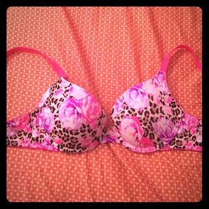 Pink multi print bra