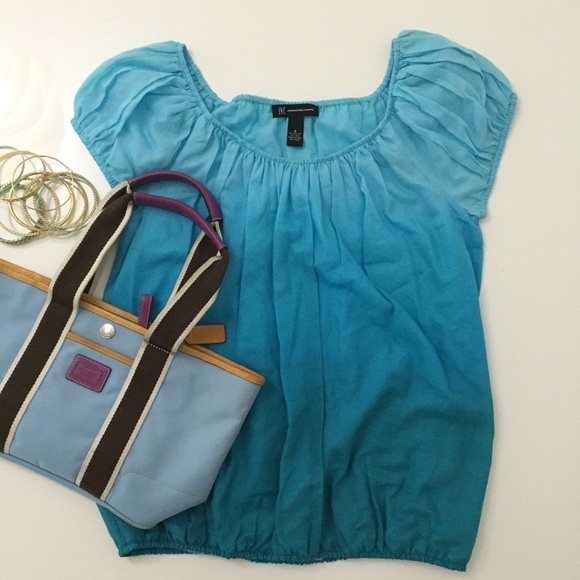 Ombre Cap Sleeve Blouse in Blue Hues