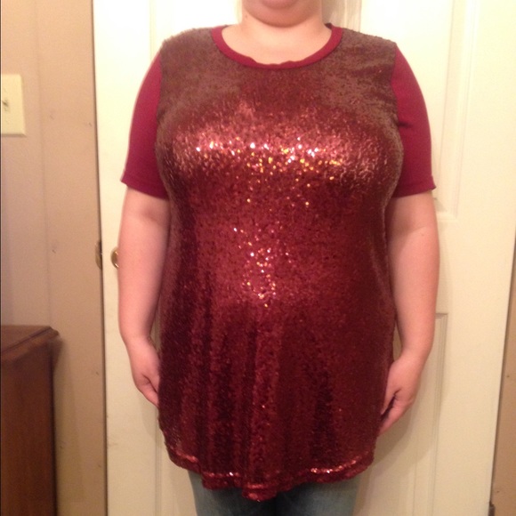 Red sequin top