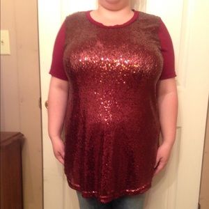 Red sequin top