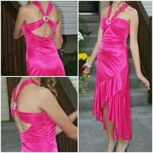 Hot Pink High Low Formal HOCO dress