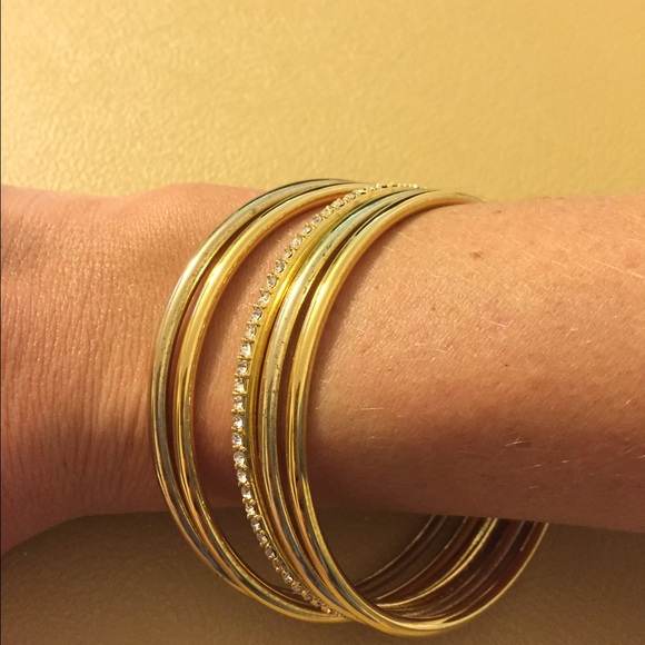 Gold bracelet stack 5 total
