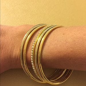 Gold bracelet stack 5 total