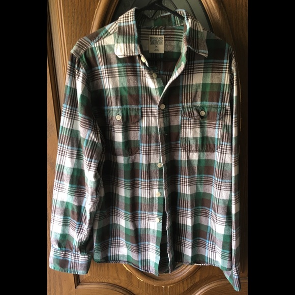 Mossimo Green, Blue, & Brown Button Down