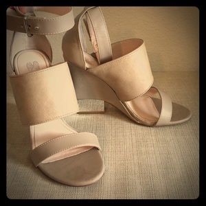 Nude open toe wedges Victoria secret