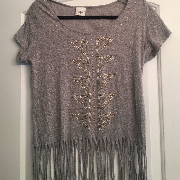 Daytrip fringe gray top M so cute!