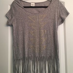 Daytrip fringe gray top M so cute!