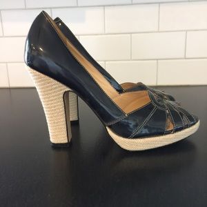 Navy and Ivory Cole Haan Platform Heels