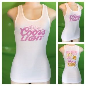 COORS LIGHT WOMEN'S RIBBED WHITE LAVENDER TANK TOP