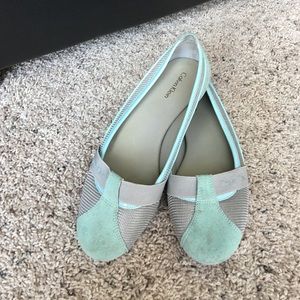Calvin Klein blue and gray flats.