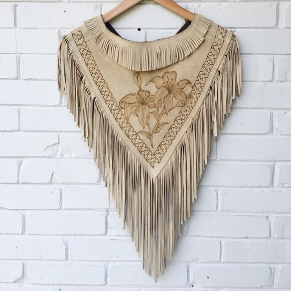 Vintage Mexican fringe real suede vest