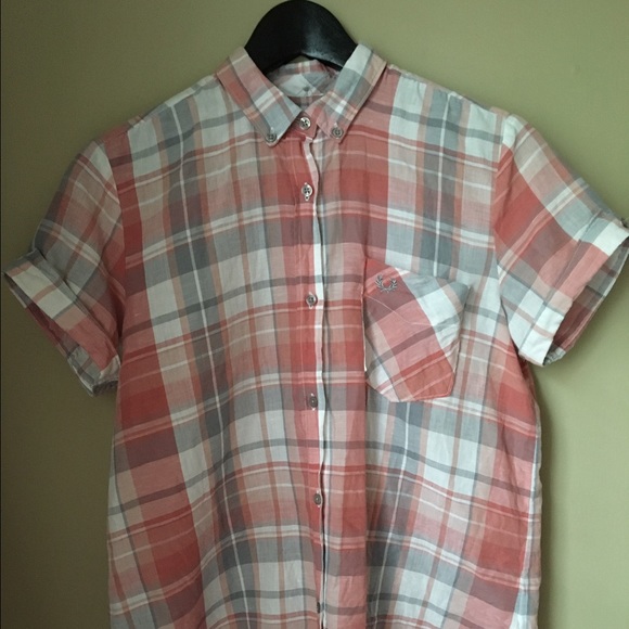 Fred Perry argyle button down short sleeve shirt