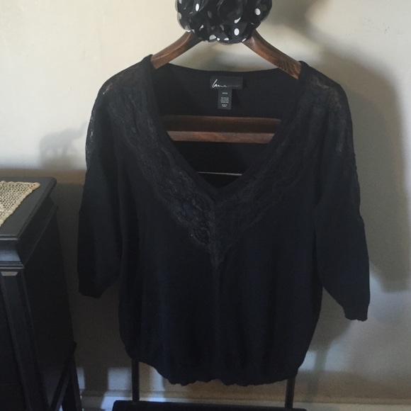 Black sweater with lace accents