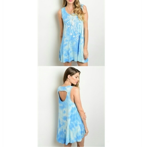 Last one! Light blue boho tye dye dress - Picture 2 of 2