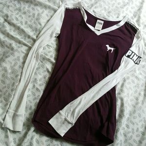 Pink Victoria's Secret baseball tee