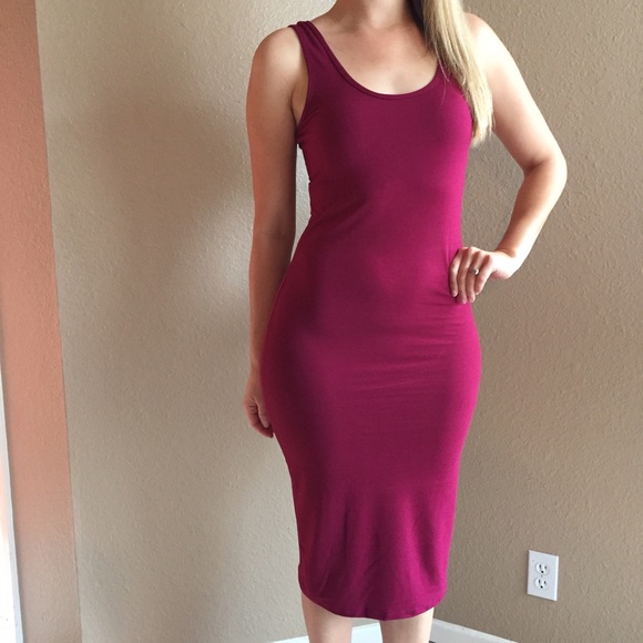 •LAST ONE• Burgundy Midi Tank Dress - Picture 3 of 4