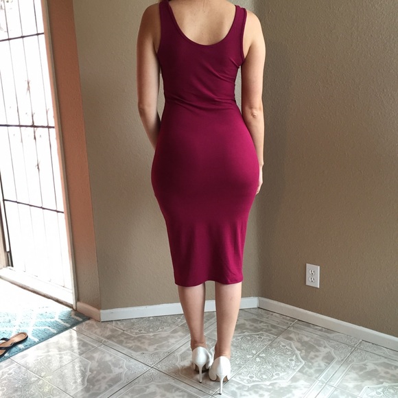 •LAST ONE• Burgundy Midi Tank Dress - Picture 4 of 4