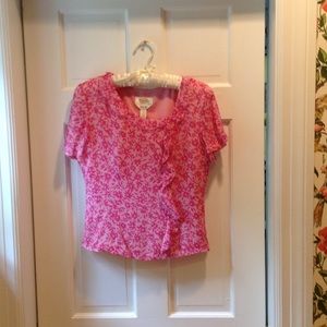 Talbots Pink Print 2 Piece Pure Silk Dress Size 4P