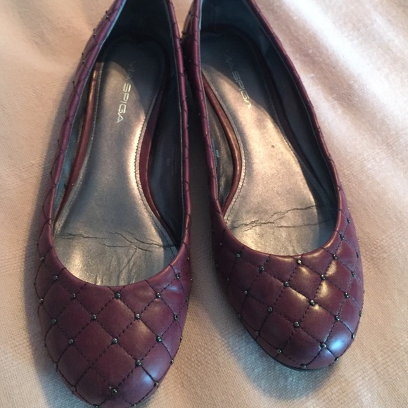 Via Spiga Quilted Plum Flats