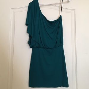Forever 21 Teal One Shouldered Dress