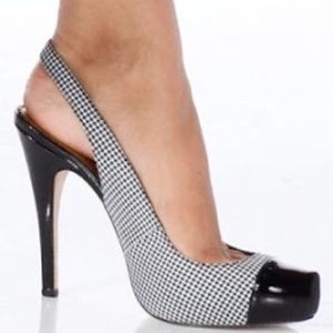 BeBe leather houndstooth sling backs